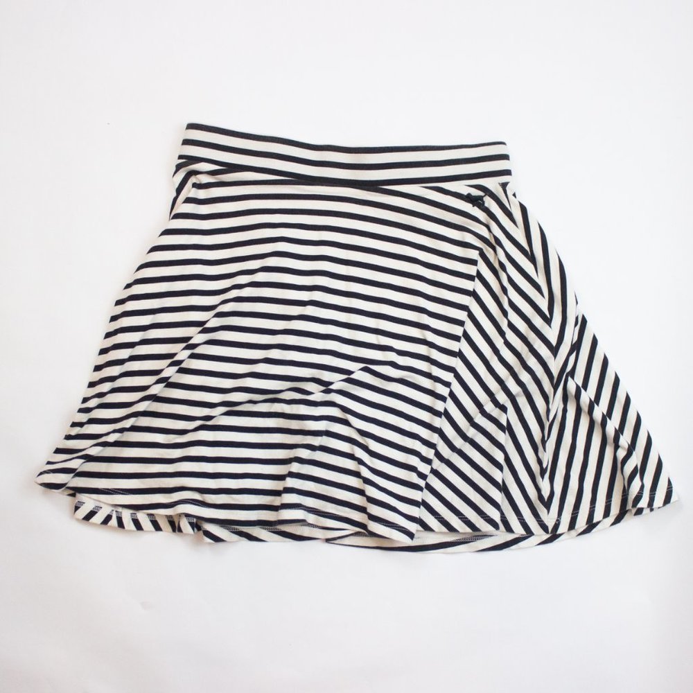 PINK Striped Back and White Skater Skirt